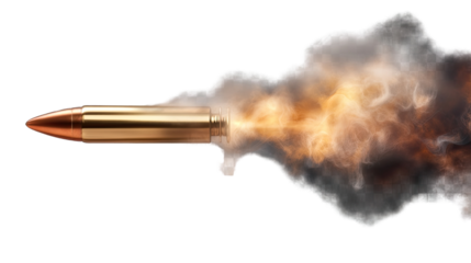 Bullet in Flight: Fiery Trail of a speeding bullet.  A dramatic close-up shot capturing the intense energy and motion of a projectile in flight.
