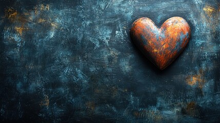 Rustic heart shape on a textured dark background.