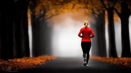 Fototapeta premium woman jogging exercising in a park, copy space