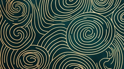Fototapeta na wymiar Luxury green spiral tile pattern for elegant brochure invitation or web template design with modern artistic elements.