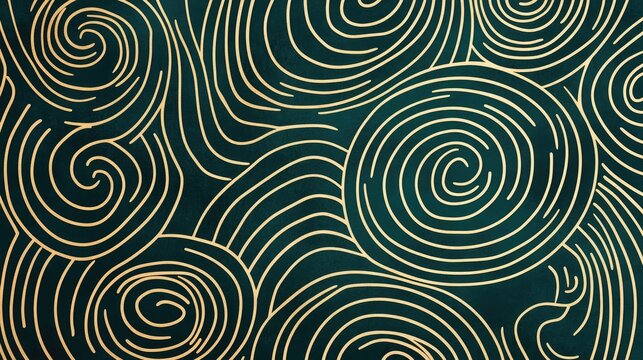 Luxury green spiral tile pattern for elegant brochure invitation or web template design with modern artistic elements.