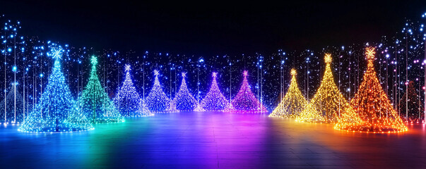 Obraz premium Art Christmas tree lights Christmas banner background