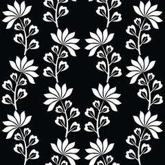 Floral seamless pattern. Black and white element. Fabric for ornament, wallpaper, packaging, vector background.