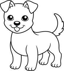 Adorable Dog Coloring Sheet Vector Illustration in Black and White