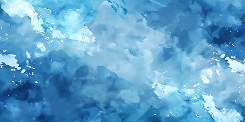 Deep Blue Abstract Watercolor Art with Dynamic Brush Strokes