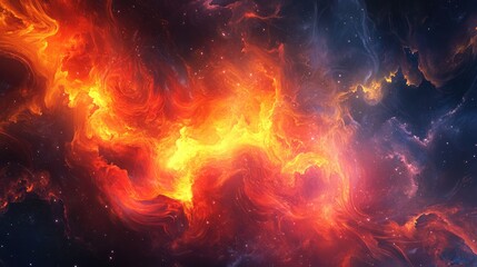 Fototapeta premium Vibrant cosmic fire and flames background with swirling colors and ethereal patterns creating a dramatic celestial atmosphere