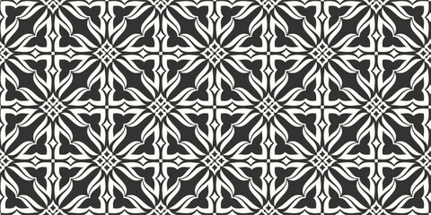 Fototapeta premium Floral geometric seamless pattern. Fabric for ornament, wallpaper, packaging, vector background.