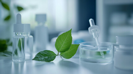 Enhancing natural beauty with herbal extracts in a serene workspace