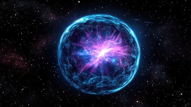 Radiating magnetar in space showcasing pulsar activity and rapid neutron star rotation against a captivating cosmic backdrop.