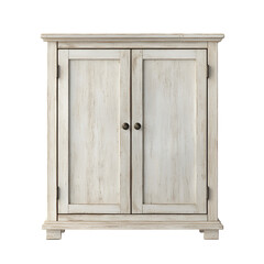 White Wooden Cabinet Distressed Farmhouse Style Two Doors