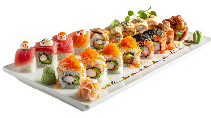 Exploring the World of Sushi on transparent background PNG.