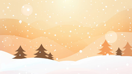 Abstract background with snow and Christmas trees in the distance