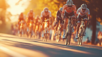 Cyclists in a Sunset Race
