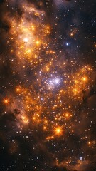 Naklejka premium Celestial Energy Blends Vibrant nebula with bright stars