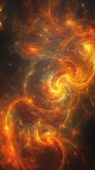 Celestial Energy Blends Abstract fiery swirls, cosmic energy, inferno art.