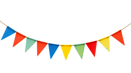 Obraz premium Party Flag Garland with Blue, Yellow, and Red Wood Paint Transparent PNG