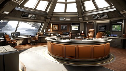 Modern Business Office Interior with Advanced Technology Setup