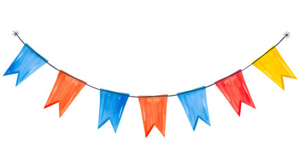 Party Flag Garland with Blue, Yellow, and Red Wood Paint Transparent PNG