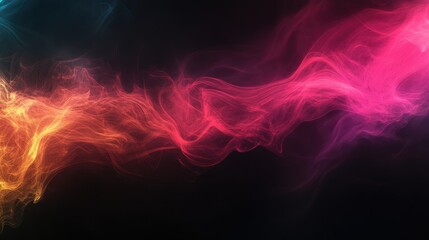 Obraz premium Colorful abstract smoke wave on dark background evoking energy and motion for design and artistic projects