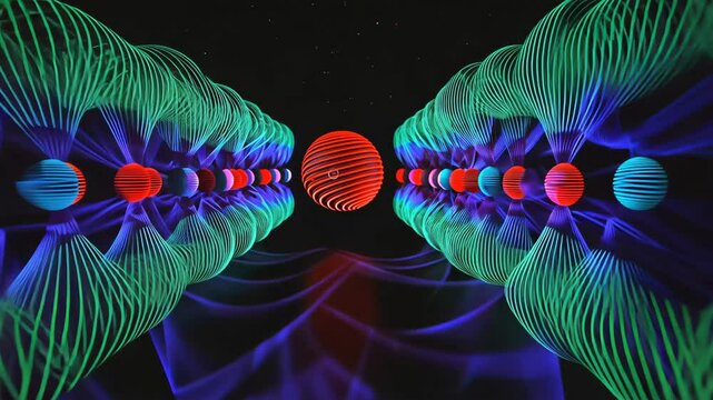 Colorful Fractal Flower Illustration with Blue and Pink Energy Patterns in a Psychedelic Design for Fantasy Backgrounds