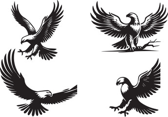 Obraz premium Eagle silhouette vector EPS SET