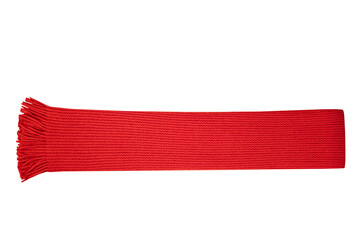 Red scarf line isolated on white single object, Christmas decor.