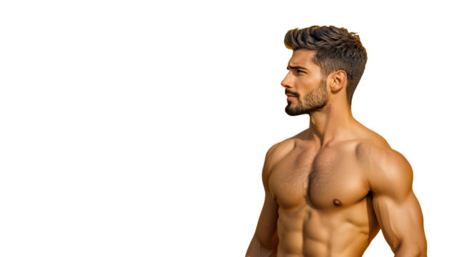 muscular man with no shirt, isolated, transparent, png, background