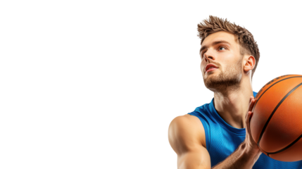 male basketball player shooting throwing ball into a hoop, isolated, transparent, png, background