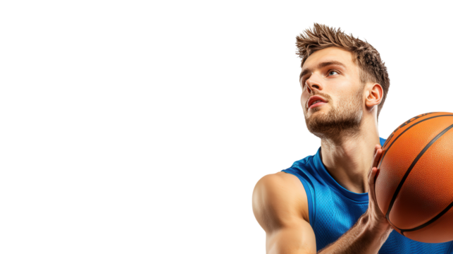 male basketball player shooting throwing ball into a hoop, isolated, transparent, png, background