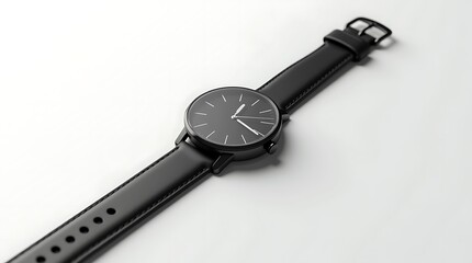 mockup Sleek Black Watch Displayed on a Modern White background, Generative AI