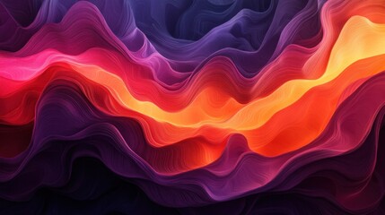 Obraz premium Vibrant waves of color flow through an abstract landscape in a swirling dance of light and shadow, creating a mesmerizing visual experience