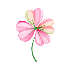 Fototapeta premium clover flower is drawn with pink and green colored pencils.