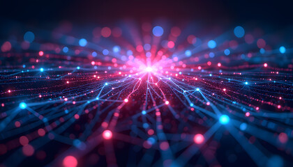 Obraz premium Radiant Quantum Grid with Dynamic Glowing Nodes