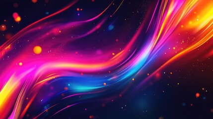 Fototapeta premium Colorful abstract neon wave background with bokeh effect ideal for design projects and adding vibrant space for your text or artwork.