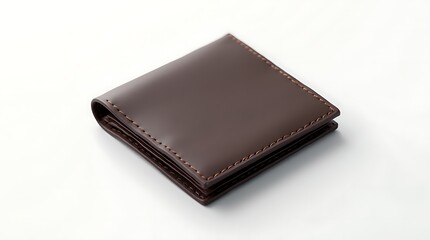 mockup brown leather wallet on white background, Generative AI