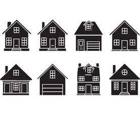 Fototapeta premium house icons set Flat design house set silhouette vector art of illustration