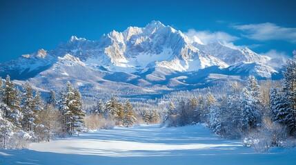 Photography adventure scenic winter landscape in rocky mountains