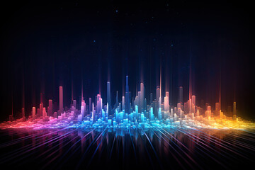 Glowing futuristic sound spectrum
