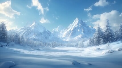 Snowy mountain landscape winter wonderland nature scene scenic view