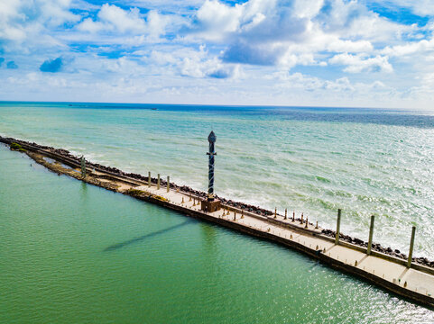 Parque das Esculturas - Recife. Aerial view of the park in the middle of the sea