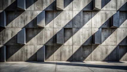 Fototapeta premium A geometric concrete wall with angled shadows cast across its surface, creating an abstract and minimalist visual