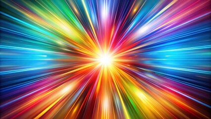 Obraz premium Colorful abstract background with radial motion blurred light rays, Blurred, Radiant, Vibrant, Dynamic, Energy, Illumination