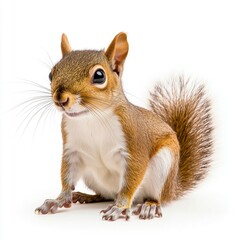 Fototapeta premium Adorable Close-Up of a Curious Eurasian Red Squirrel with Fluffy Tail, Bright Eyes, and Soft Fur, Perfect for Wildlife Enthusiasts and Nature Lovers