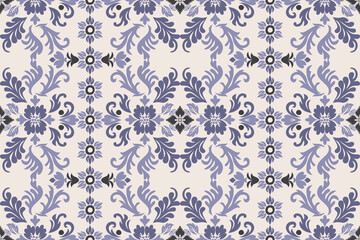 Fototapeta premium Motifs Ikat damask floral vintage embroidery background.geometric ethnic oriental pattern traditional.Aztec-style abstract vector illustration For Texture, fabric, clothing, wrapping, decoration