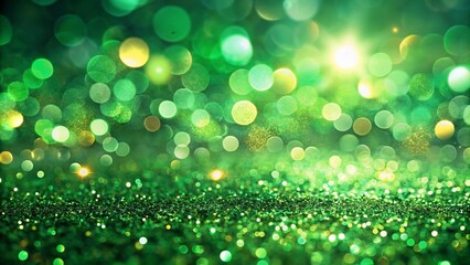 Obraz premium Enchanting Green Luxury Glitter and Bokeh Background for Holiday Celebrations with Rich Textures and Ideal Copy Space for Festive Greetings or Promotions