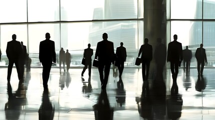 Obraz premium Professional Business People Walking in Modern Urban Environment