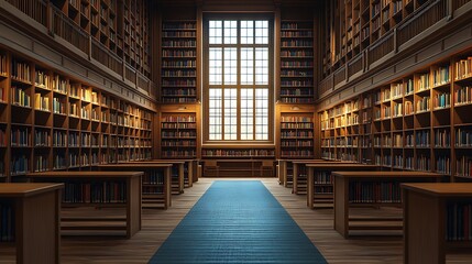 Fototapeta premium Historic library design a warm quiet reading room experience