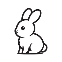Rabbit silhouette vector line art on white background