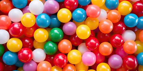 Many colors plastic balls background. Kids playground decoration scene