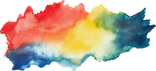 Obraz premium A dynamic and vibrant watercolor splash with overlapping shades of red, blue, yellow, and green, blending naturally with soft gradients.